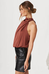 Brown Satin Blouse